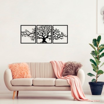 Decoración pared de metal Tree 10 negro 49x60 cm (3 piezas)