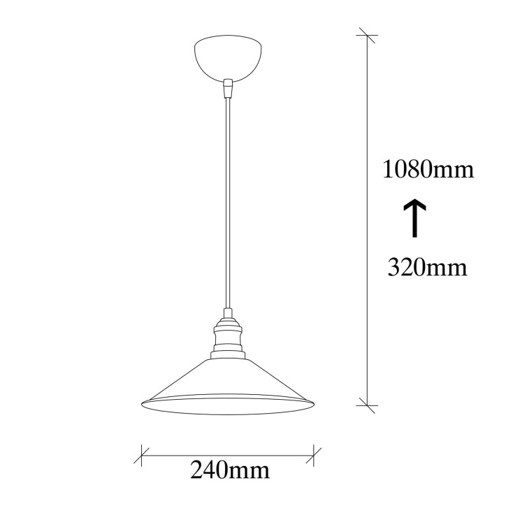 Lámpara de techo Berceste-250-S negro metal diámetro 24x108 cm