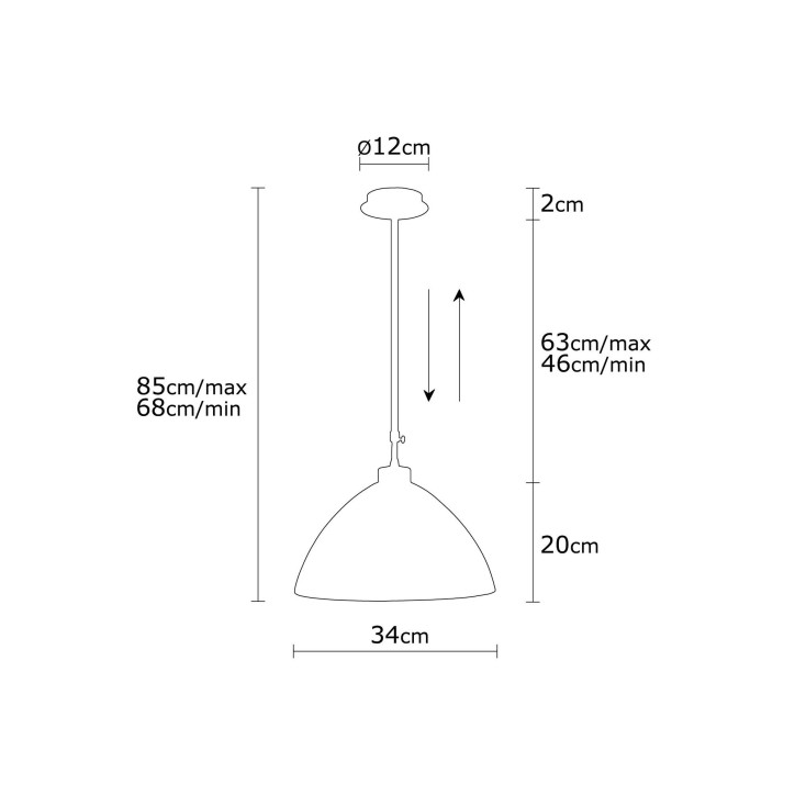 Lámpara de techo Bergama-N-143 oro metal vidrio diámetro 34x85 cm