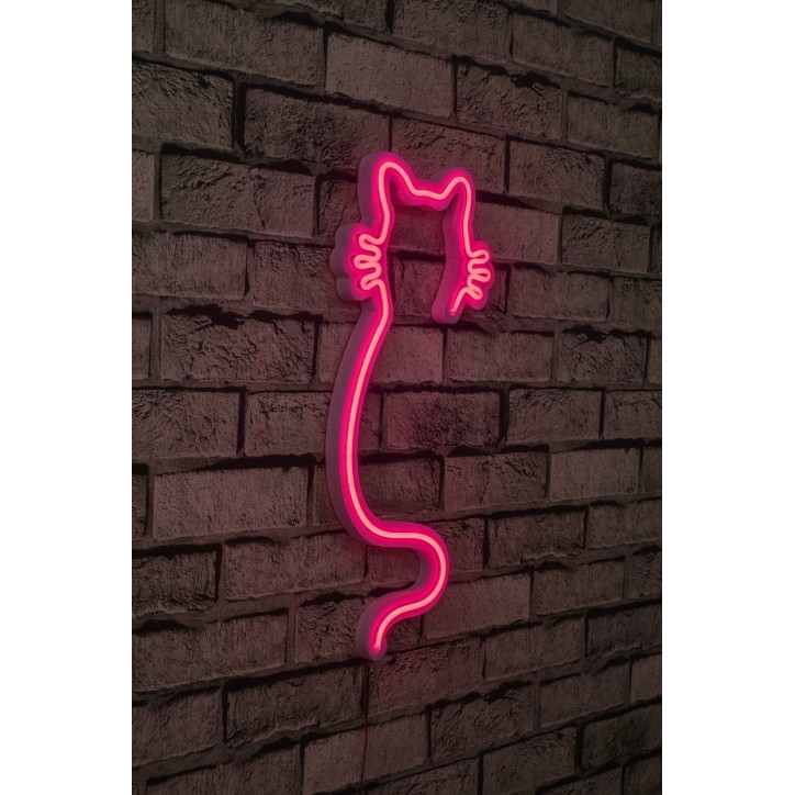 Iluminación LED decorativa de plástico Cat rosa 22x48x2 cm