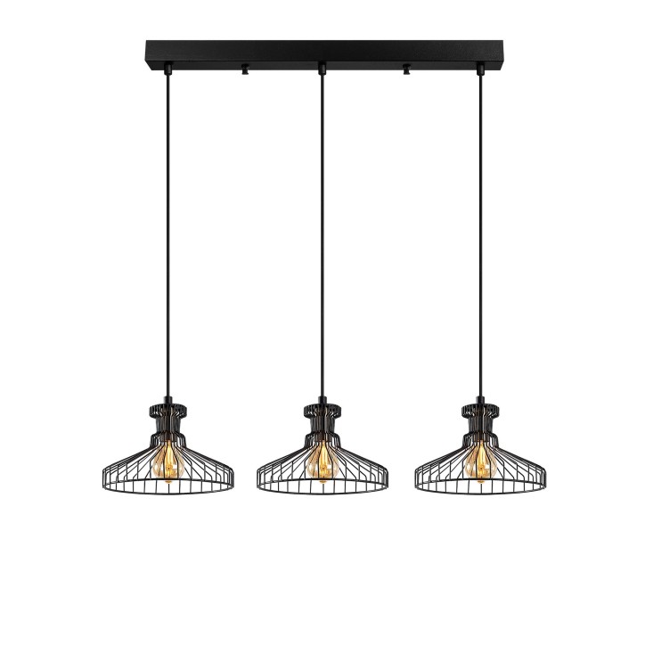 Lámpara de techo Events-11240 negro oro cobrizo metal 73x23x39-129 cm