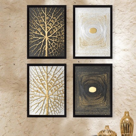 Cuadro decorativo enmarcado SET_132 multicolor 34x44 cm (4 piezas)
