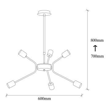 Lámpara de techo Ve-3841 níquel negro metal diámetro 60x80 cm - 8681875468014