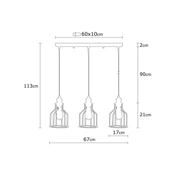 Lámpara de techo Alacati-N-1094 bronce negro metal 67x17x141 cm - 8681875574579