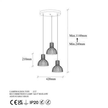 Lámpara de techo VAZO-12140 oro brillante metal 42x42x117 cm - 8683342835855