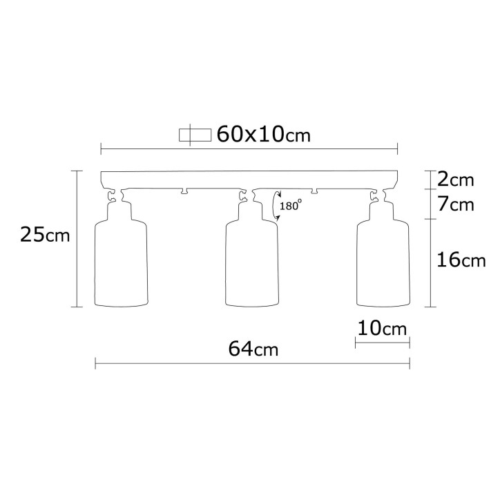 Lámpara de techo Balcova-N-341 plata metal vidrio diámetro 64x25 cm