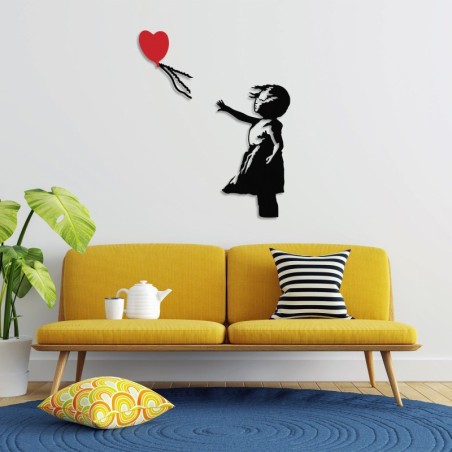 Decoración pared de metal Banksy -13 rojo negro 105x85 cm