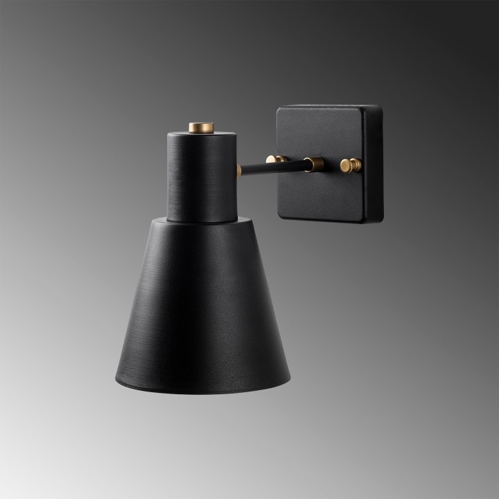 Lámpara de pared Funnel-13090 oro negro metal vidrio 14x24x21 cm