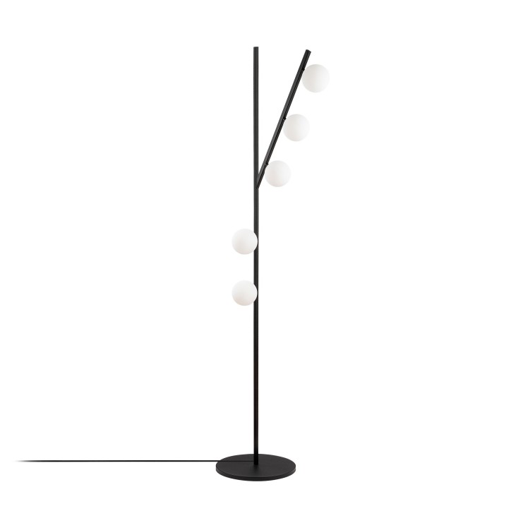 Lámpara de pie Domino-11041 crema negro metal vidrio 31x52x167 cm