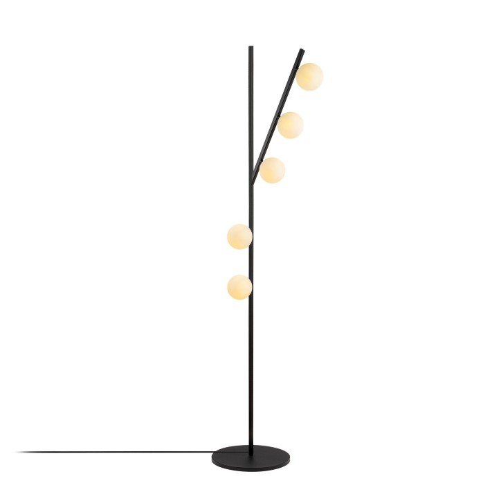 Lámpara de pie Domino-11041 crema negro metal vidrio 31x52x167 cm