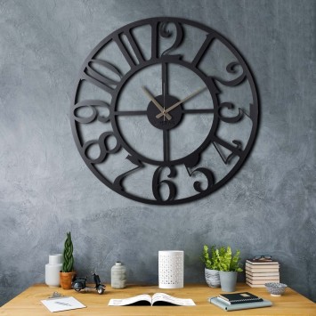 Reloj de pared metal Circle XL negro 70x70 cm