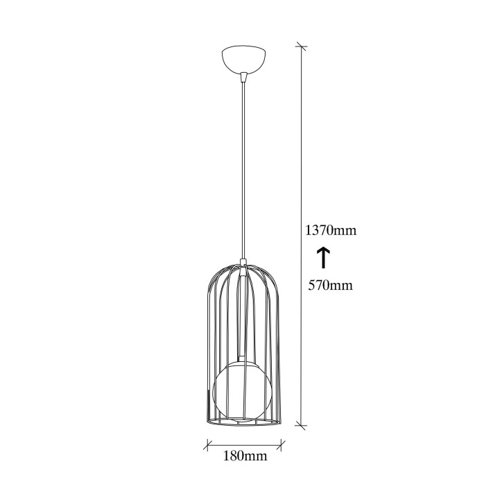 Lámpara de techo Tweety-2916 oro cobrizo metal 17x17x59 - 139 cm