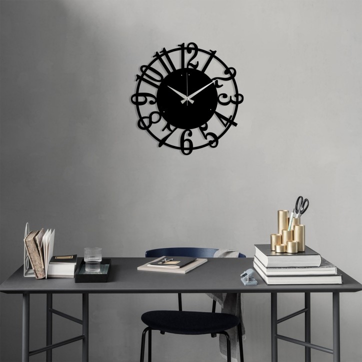 Reloj de pared metal Metal Wall Clock 15 negro 48x48 cm