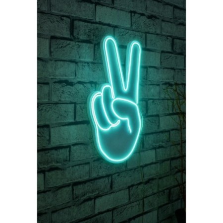 Iluminación LED decorativa de plástico Victory Sign azul 29x44x2 cm