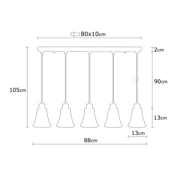 Lámpara de techo Foca-N-109 negro metal vidrio madera diámetro 88x105 cm - 8681875570670