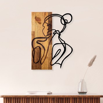 Decoración pared de madera Woman Body nogal claro negro 35x3x50 cm