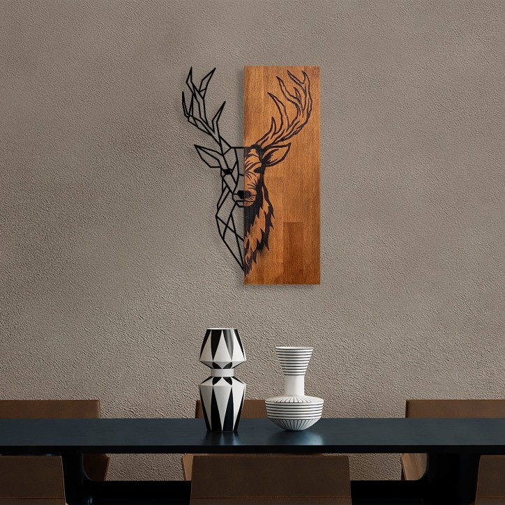 Decoración pared de madera Red Deer 1 nogal negro 36x58 cm