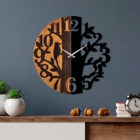 Reloj de pared madera Modelo -71 nogal negro diámetro 56 cm