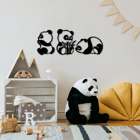 Decoración pared de metal Pandas -298 negro 18x26 cm