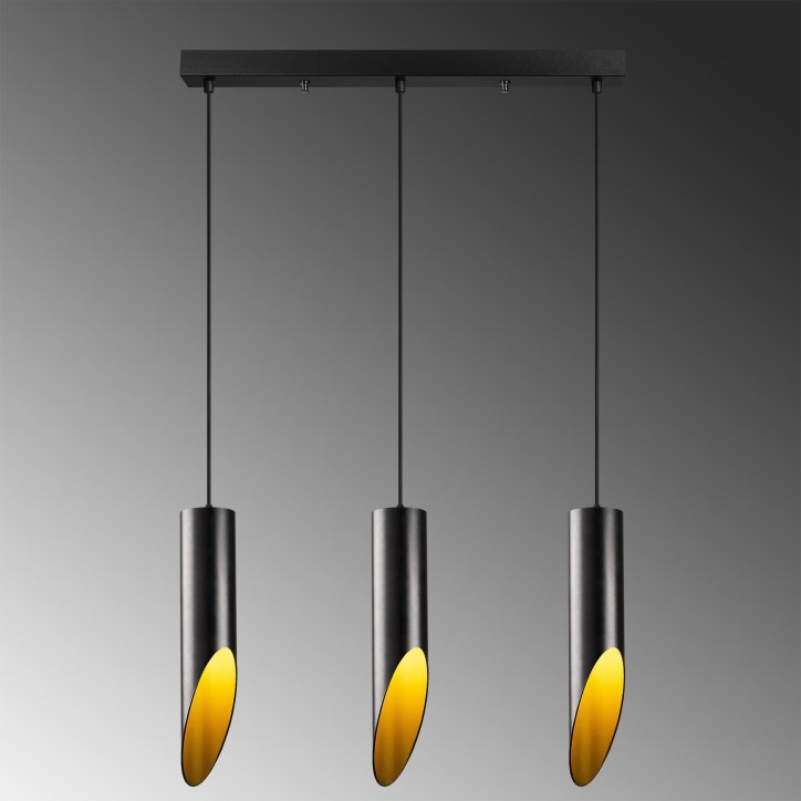 Lámpara de techo Kesik-6926 oro negro metal 58x8x138 cm