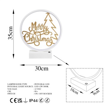 Lámpara de mesa XMAS10 oro blanco metal diámetro 30x30 cm - 8683743384693