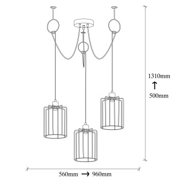 Lámpara de techo Tel-6616 negro metal diámetro 96x131 cm - 8681875502077