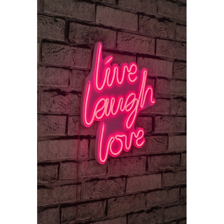 Iluminación LED decorativa de plástico Live Laugh Love rosa 30.5x35.5x2 cm