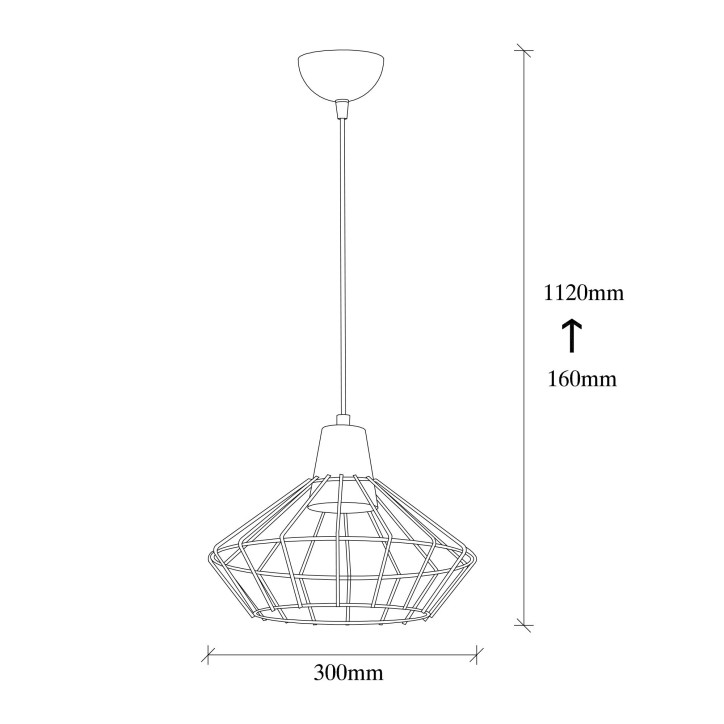 Lámpara de techo Wire-2281 negro metal 30x30x112 cm