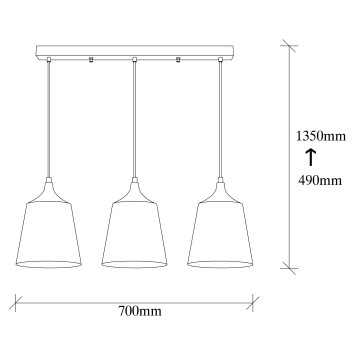 Lámpara de techo Dodo-6066 negro metal 70x20x135 cm - 8682870089990