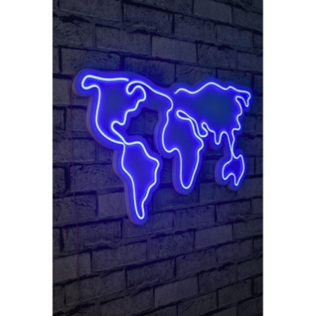 Iluminación LED decorativa de plástico World Map azul 66x38x2 cm