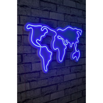 Iluminación LED decorativa de plástico World Map azul 66x38x2 cm