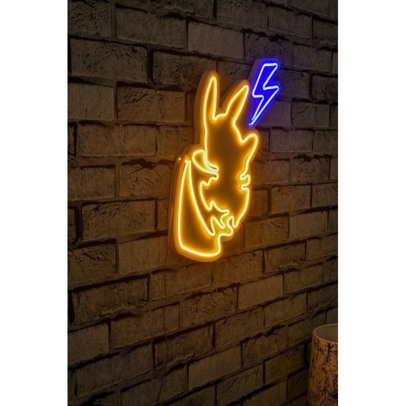 Iluminación LED decorativa de plástico Pikachu amarillo azul 29x46x2 cm