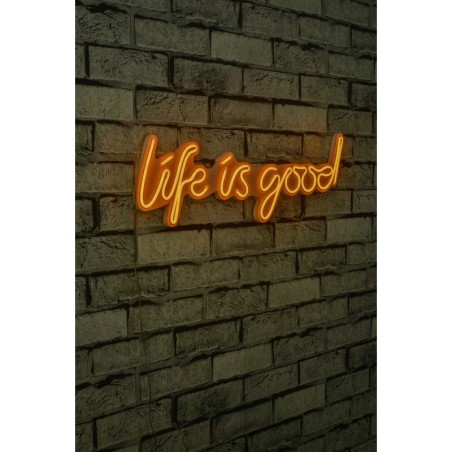 Iluminación LED decorativa de plástico Life Is Good amarillo 57x17x2 cm