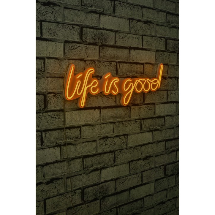 Iluminación LED decorativa de plástico Life Is Good amarillo 57x17x2 cm