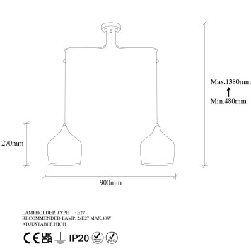 Lámpara de techo MUREK-11556 pátina metal 90x20x138 cm - 8683342835404