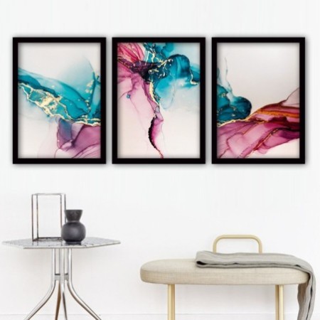 Cuadro decorativo enmarcado 3SC156 multicolor 35x45 cm (3 piezas)