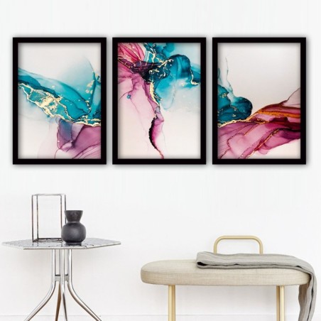 Cuadro decorativo enmarcado 3SC156 multicolor 35x45 cm (3 piezas)