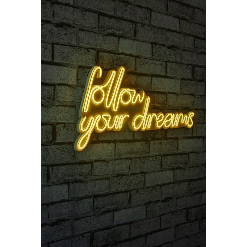 Iluminación LED decorativa de plástico Follow Your Dreams amarillo 60x32x2 cm