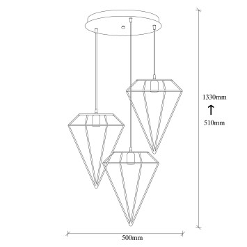 Lámpara de techo Elmas-6297 oro metal diámetro 50x133 cm - 8681875501247