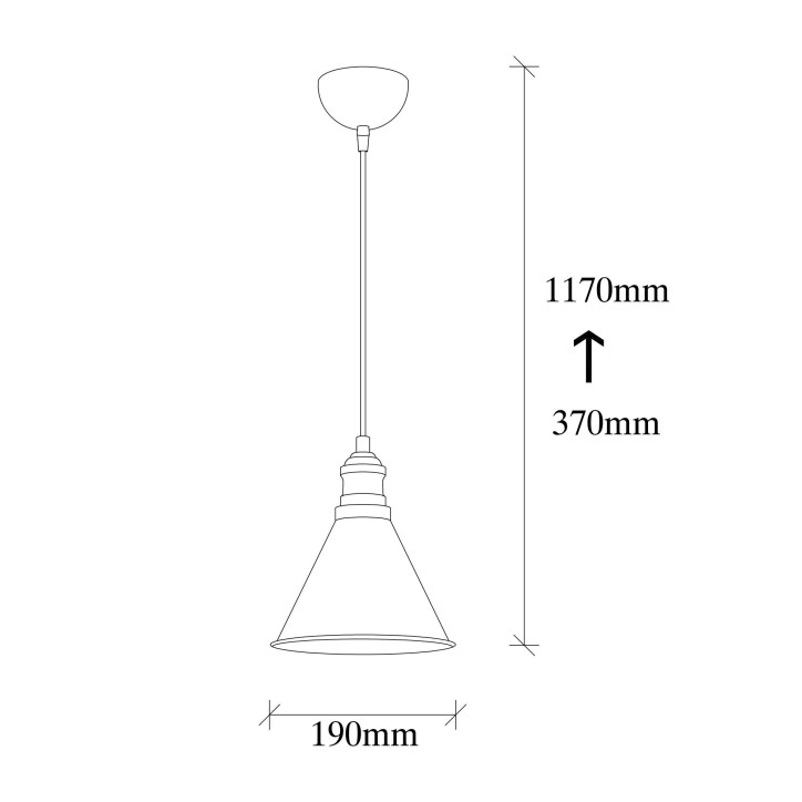 Lámpara de techo Berceste-251-S negro metal diámetro 19x117 cm