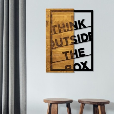 Decoración pared de madera Think Outside The Box nogal negro 42x58 cm