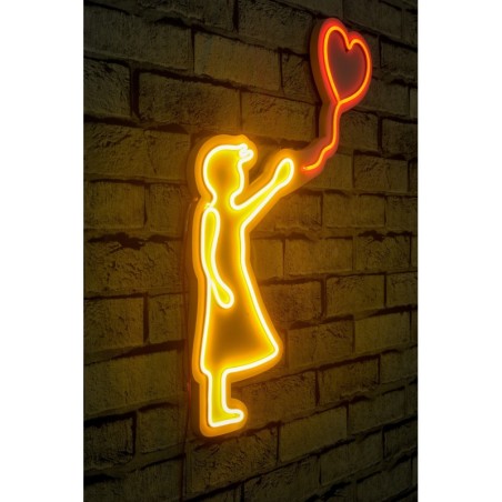 Iluminación LED decorativa de plástico Balloon Girl rojo amarillo 56x42x2 cm