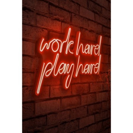 Iluminación LED decorativa de plástico Work Hard Play Hard rojo 55x36x2 cm