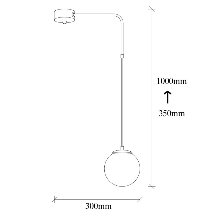 Lámpara de techo Üzüm-4431 blanco negro hierro vidrio 30x15x100 cm