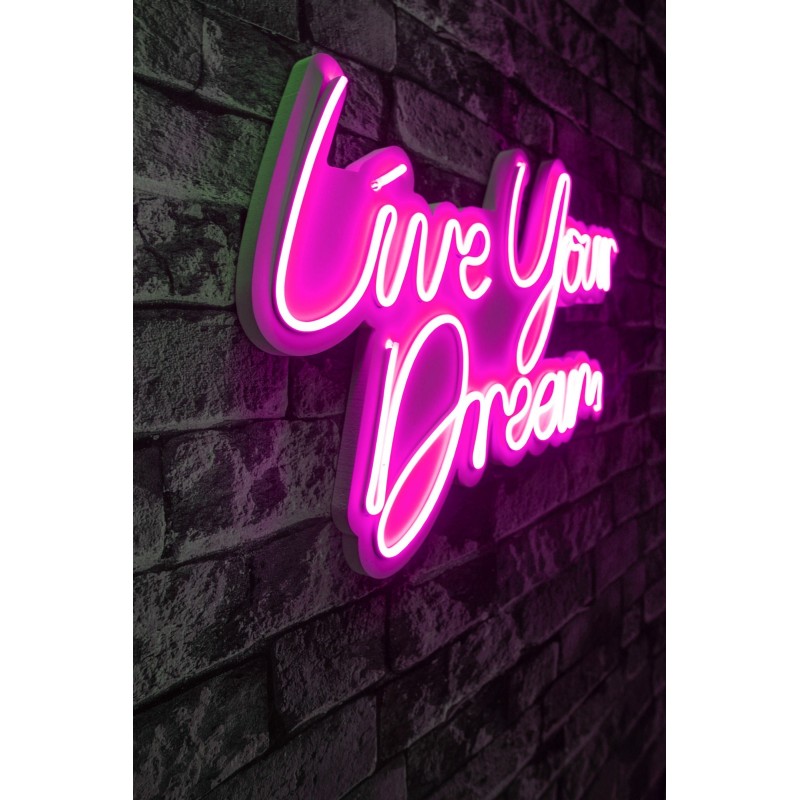 Iluminación LED decorativa de plástico Live Your Dream rosa 30x53x2 cm