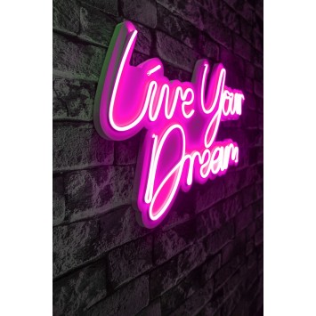 Iluminación LED decorativa de plástico Live Your Dream rosa 30x53x2 cm