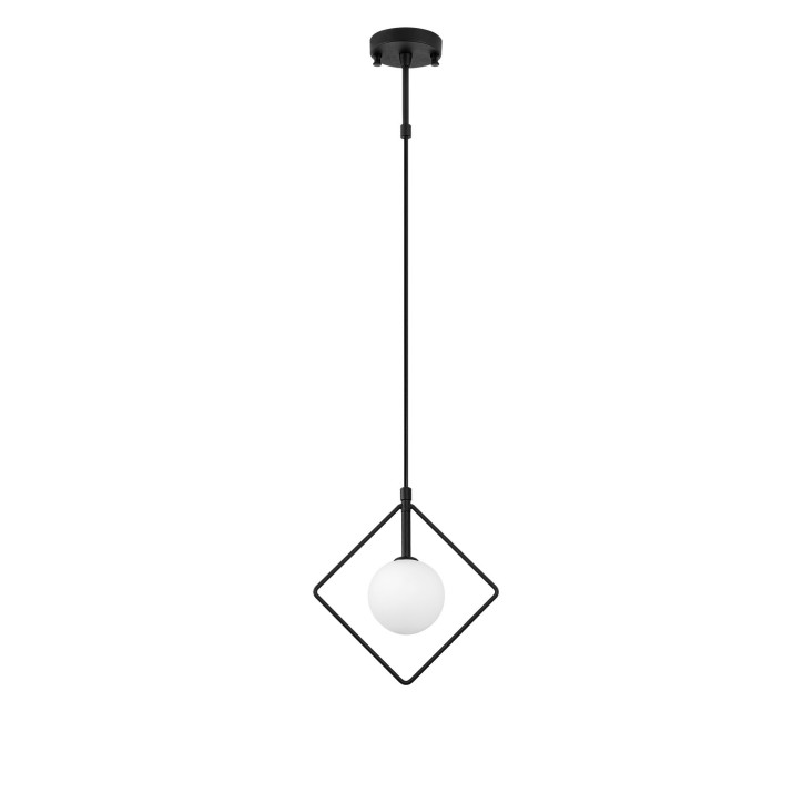 Lámpara de techo Geometri-11095 blanco negro metal vidrio 24x12x41-117 cm