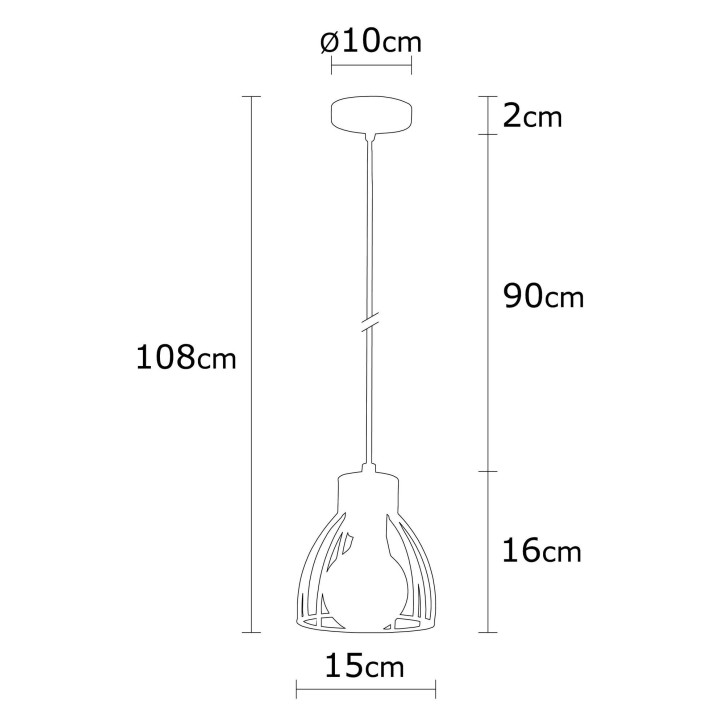 Lámpara de techo Kemah-N-1234 negro hierro diámetro 15x108 cm