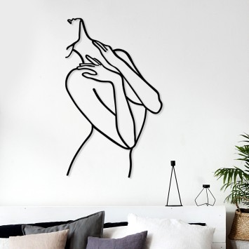 Decoración pared de metal Woman Lines negro 53x86 cm