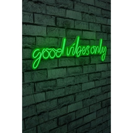 Iluminación LED decorativa de plástico Good Vibes Only verde 76x19x2 cm